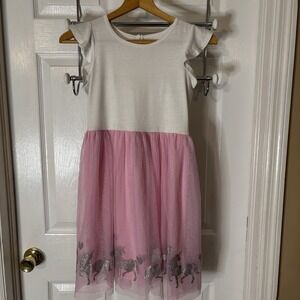 Wonder Nation Pink Tulle Glittery Unicorn Dress Size L (10-12)